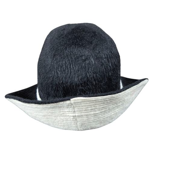 Vintage Jami Hat Wide‎ Brim Fitted Womens Medium Black White Fuzzy 90s Elegant main image 8